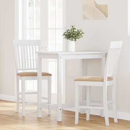 Taburetes De Bar Con Cojines, 2 Unidades, Madera Maciza Blanca, Goma