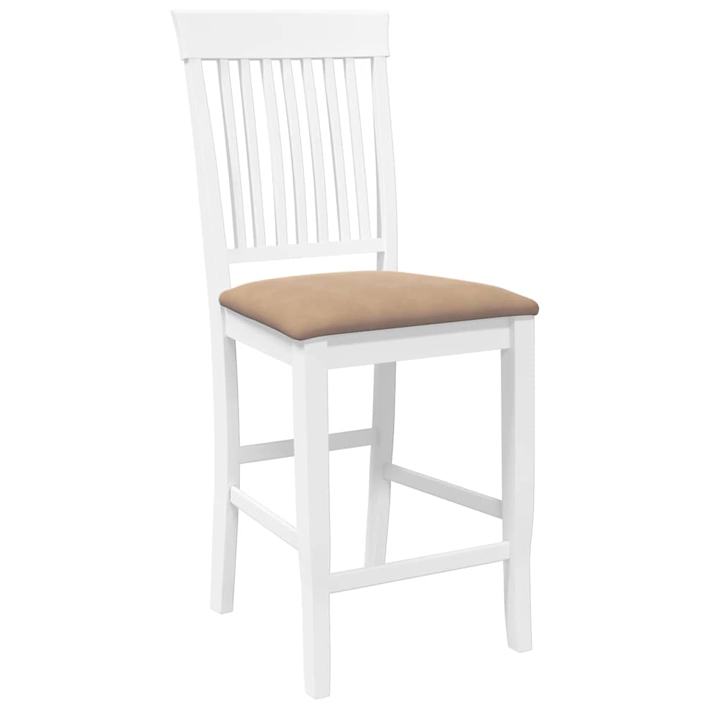 Taburetes De Bar Con Cojines, 2 Unidades, Madera Maciza Blanca, Goma