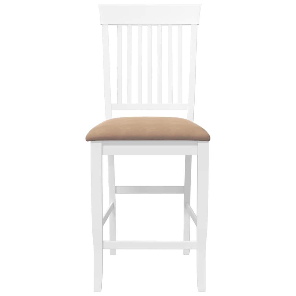 Taburetes De Bar Con Cojines, 2 Unidades, Madera Maciza Blanca, Goma