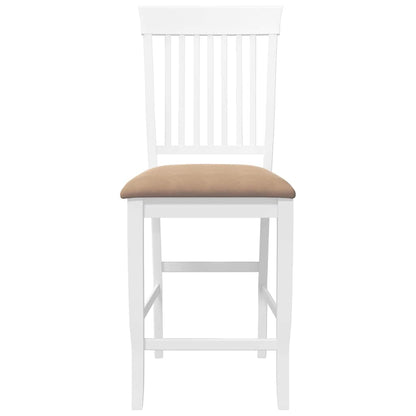 Taburetes De Bar Con Cojines, 2 Unidades, Madera Maciza Blanca, Goma