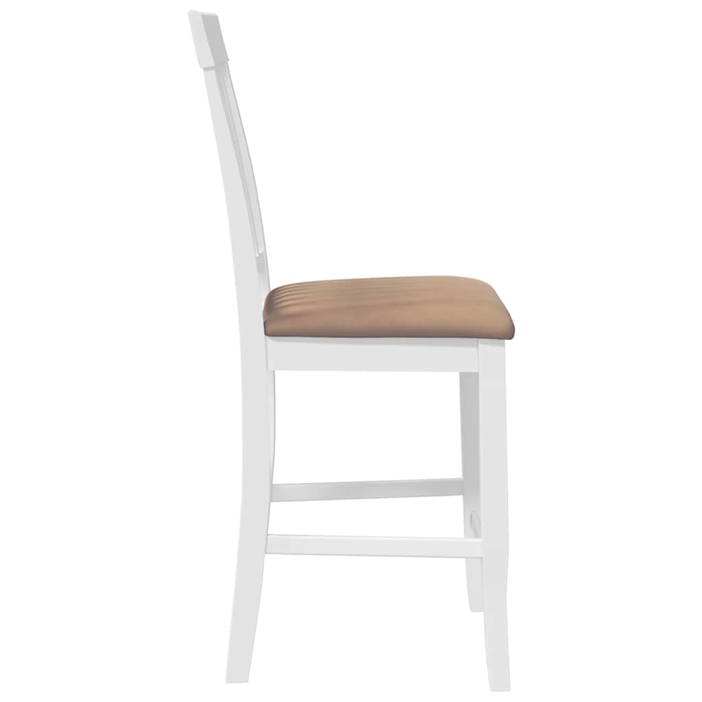 Taburetes De Bar Con Cojines, 2 Unidades, Madera Maciza Blanca, Goma