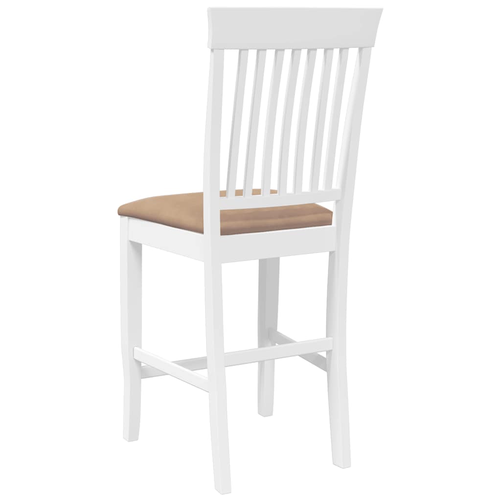 Taburetes De Bar Con Cojines, 2 Unidades, Madera Maciza Blanca, Goma