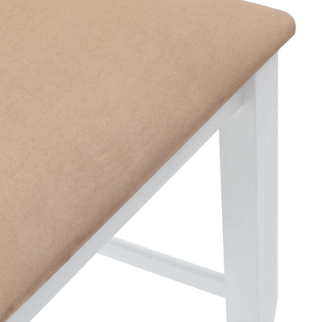 Taburetes De Bar Con Cojines, 2 Unidades, Madera Maciza Blanca, Goma