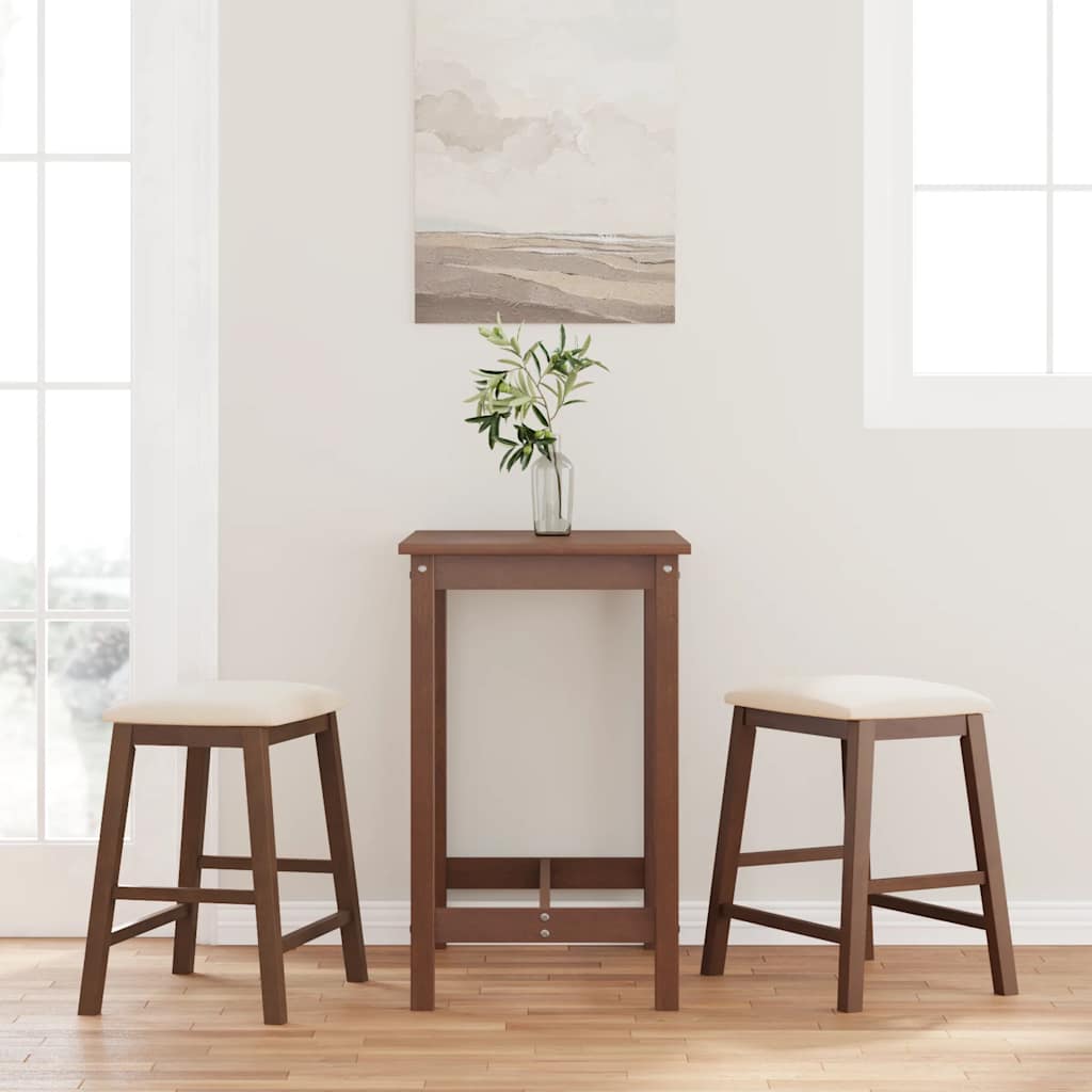 Sillas De Bar 2 Uds Madera Maciza Blanca Caucho