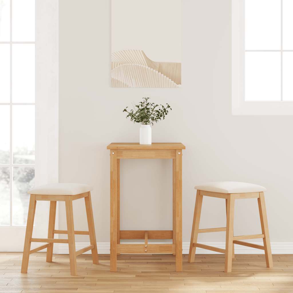 Sillas De Bar 2 Uds Madera Maciza Blanca Caucho