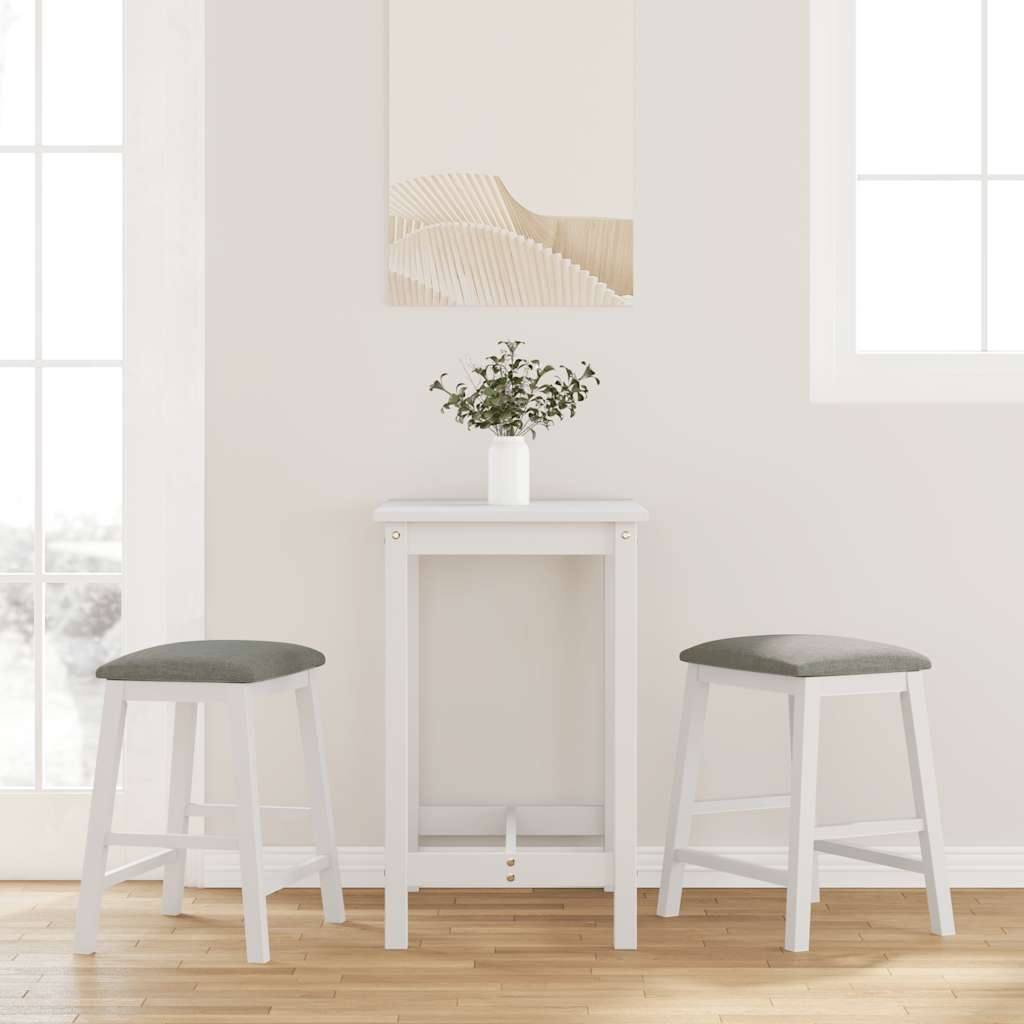 Sillas De Bar 2 Uds Madera Maciza Blanca Caucho