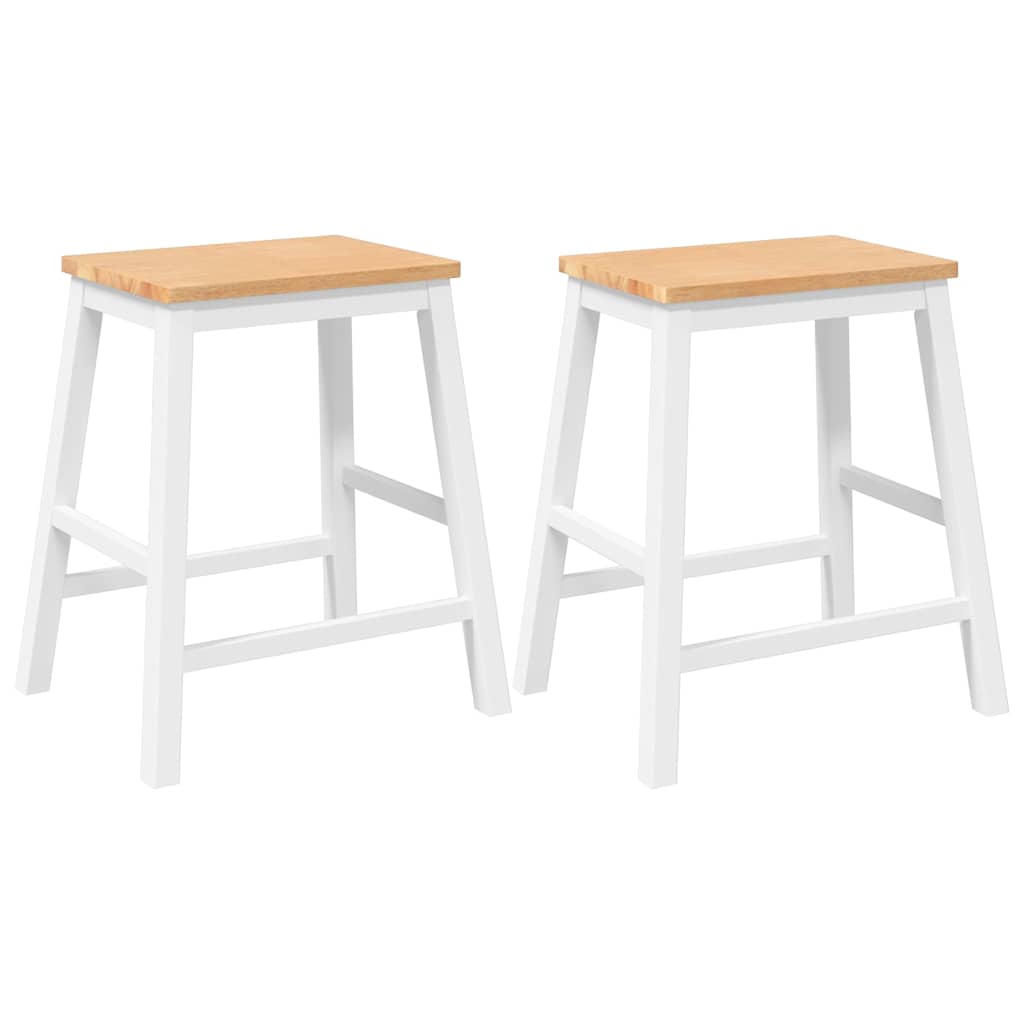 Sillas De Bar 2 Uds Madera Maciza Blanca Caucho