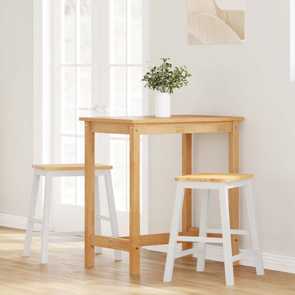 Sillas De Bar 2 Uds Madera Maciza Blanca Caucho