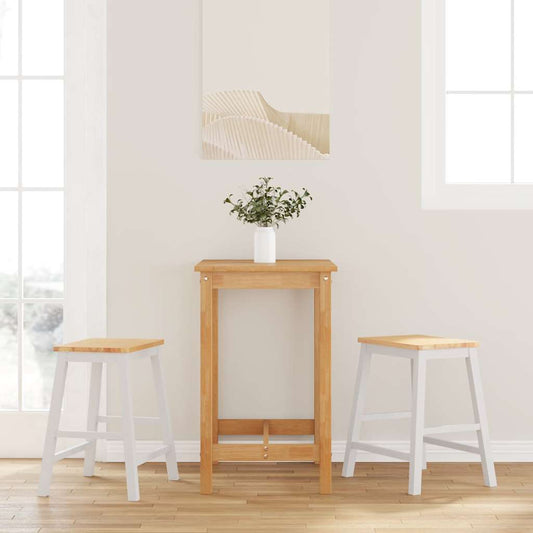 Sillas De Bar 2 Uds Madera Maciza Blanca Caucho
