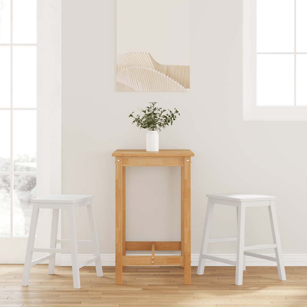 Sillas De Bar 2 Uds Madera Maciza Blanca Caucho