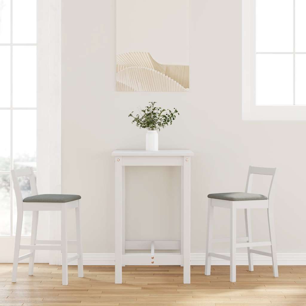 Taburetes De Bar Con Cojines, 2 Unidades, Madera Maciza Blanca, Goma