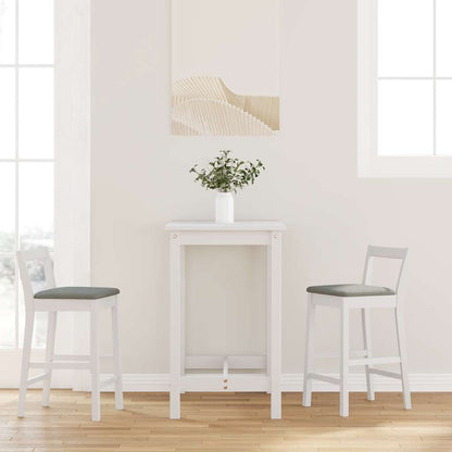 Taburetes De Bar Con Cojines, 2 Unidades, Madera Maciza Blanca, Goma