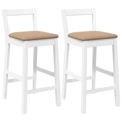 Taburetes De Bar Con Cojines, 2 Unidades, Madera Maciza Blanca, Goma