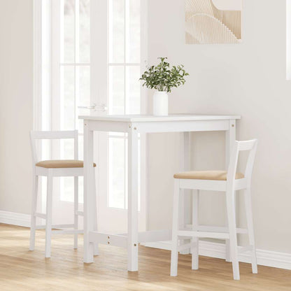 Taburetes De Bar Con Cojines, 2 Unidades, Madera Maciza Blanca, Goma