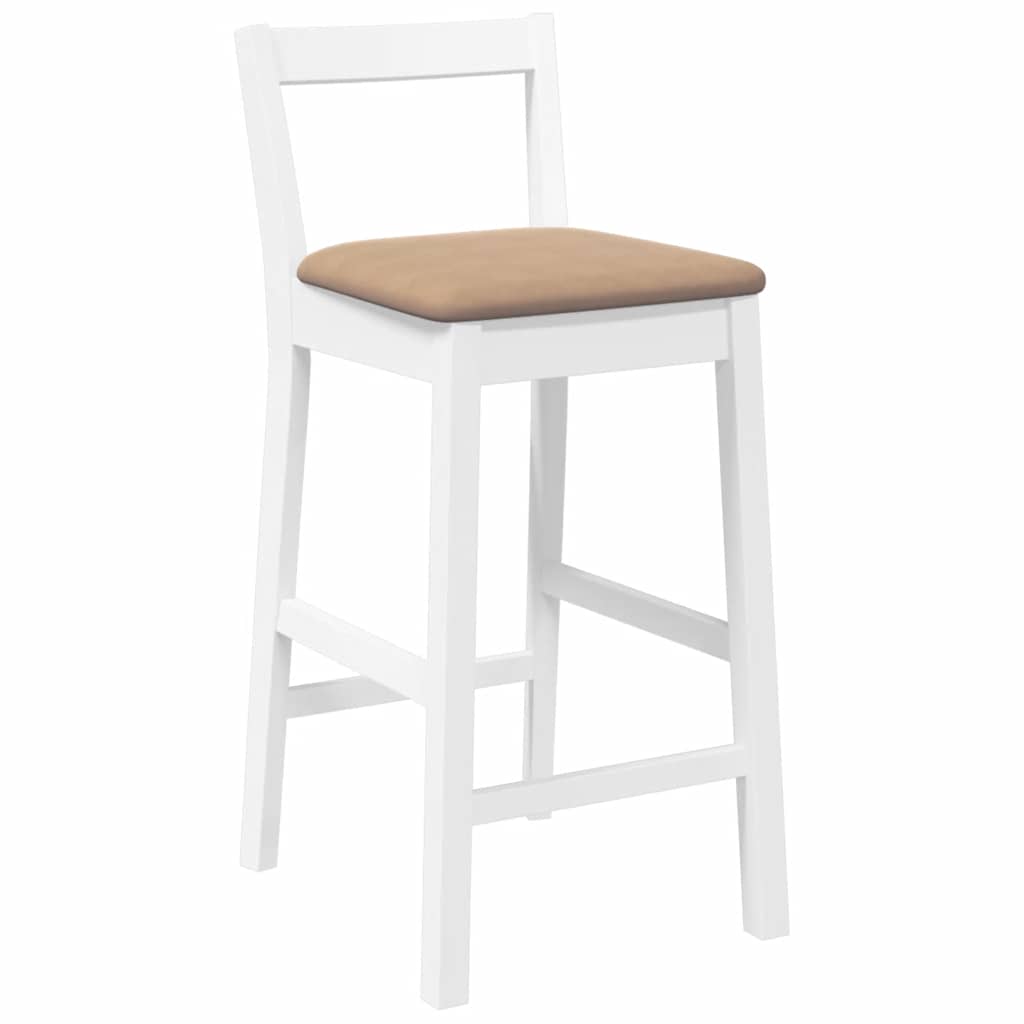 Taburetes De Bar Con Cojines, 2 Unidades, Madera Maciza Blanca, Goma