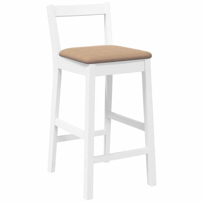 Taburetes De Bar Con Cojines, 2 Unidades, Madera Maciza Blanca, Goma