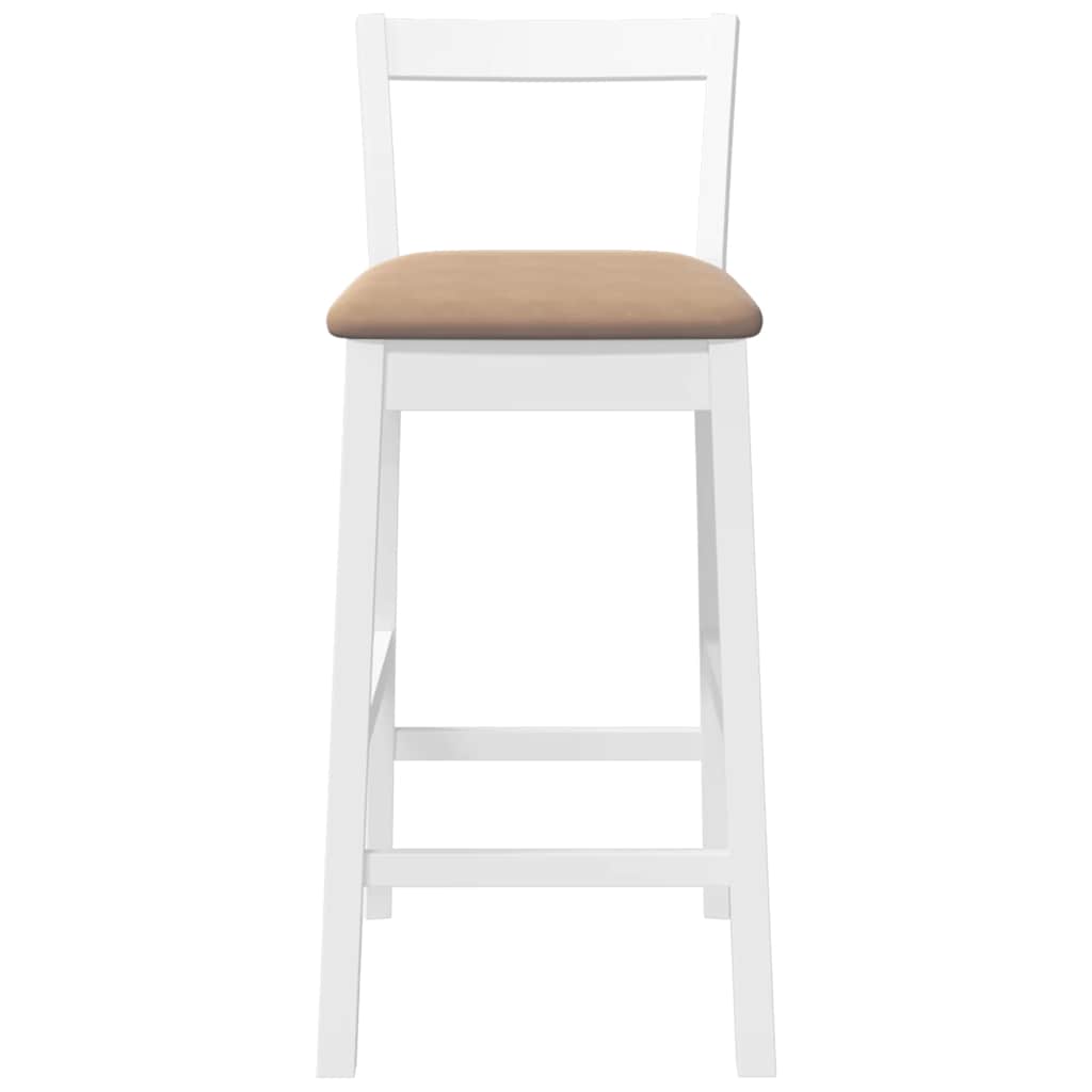 Taburetes De Bar Con Cojines, 2 Unidades, Madera Maciza Blanca, Goma