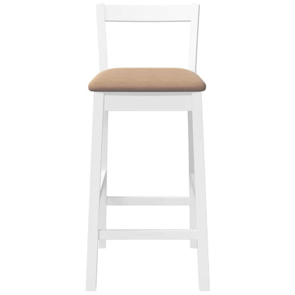 Taburetes De Bar Con Cojines, 2 Unidades, Madera Maciza Blanca, Goma