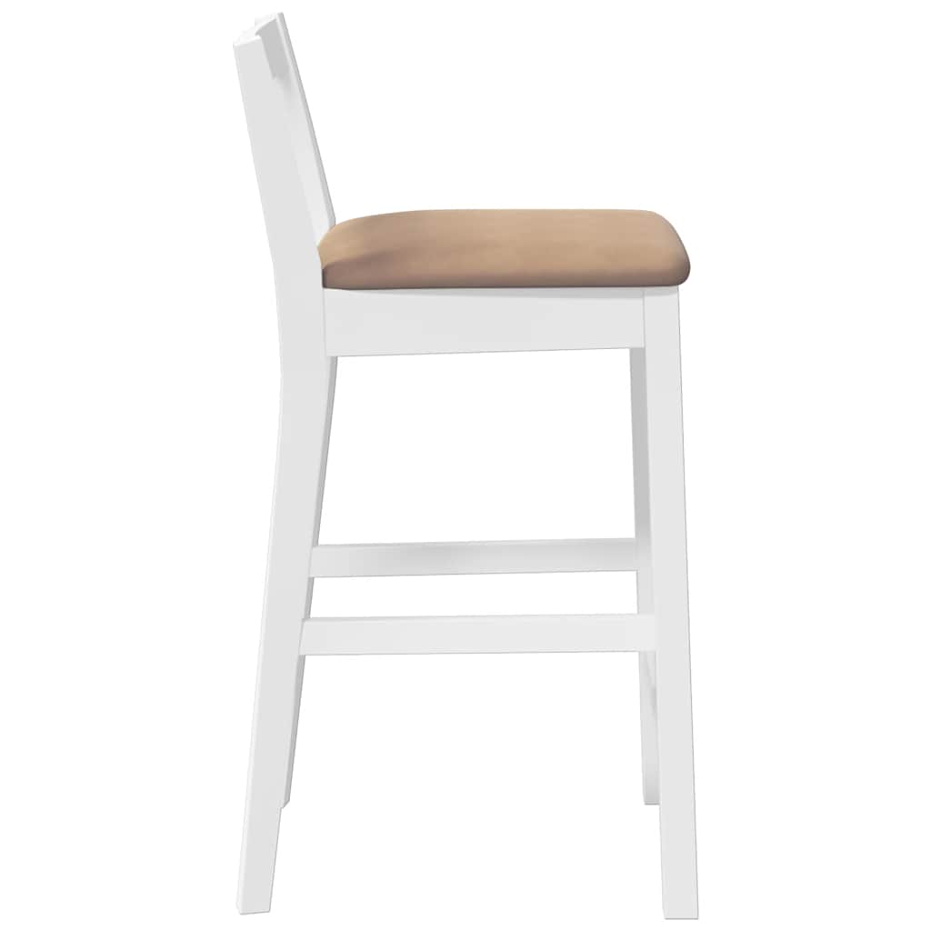 Taburetes De Bar Con Cojines, 2 Unidades, Madera Maciza Blanca, Goma