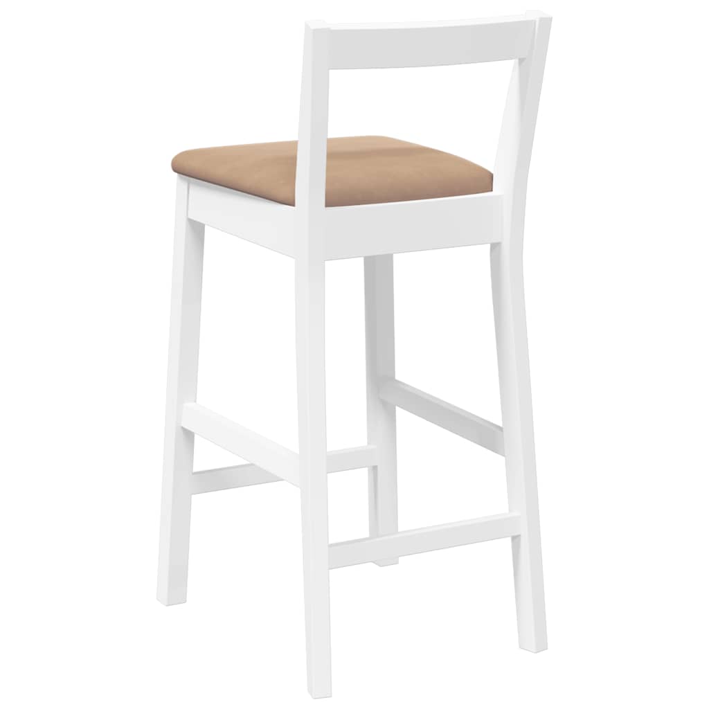 Taburetes De Bar Con Cojines, 2 Unidades, Madera Maciza Blanca, Goma