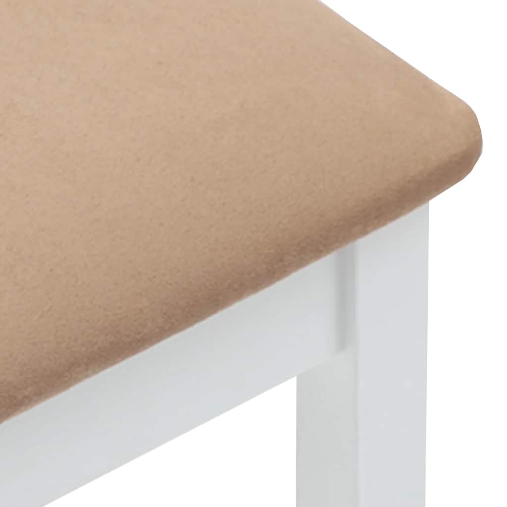Taburetes De Bar Con Cojines, 2 Unidades, Madera Maciza Blanca, Goma