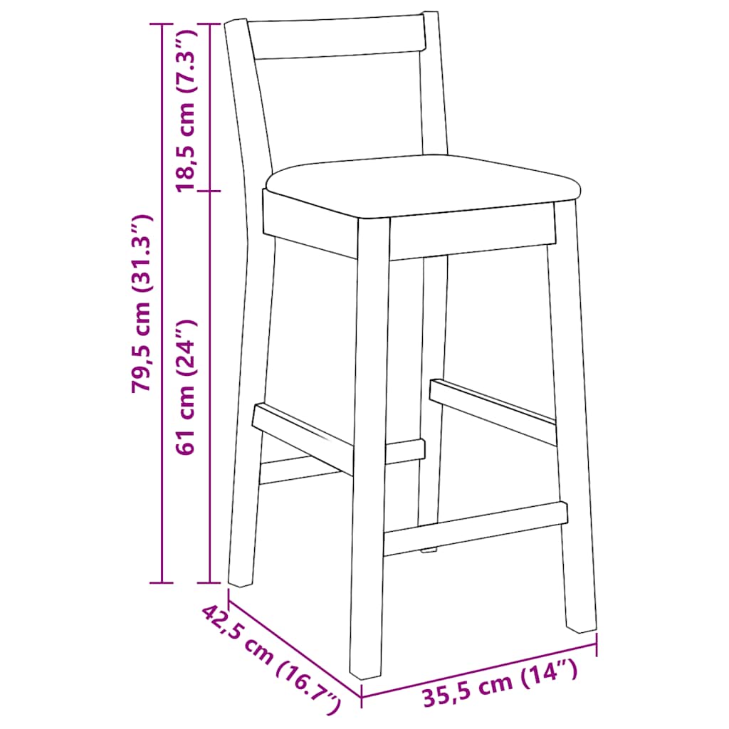 Taburetes De Bar Con Cojines, 2 Unidades, Madera Maciza Blanca, Goma