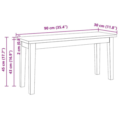 Banco 90 Cm Madera Maciza Caucho
