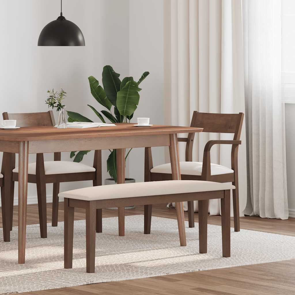 Banco 110 Cm Madera Maciza Caucho Blanco