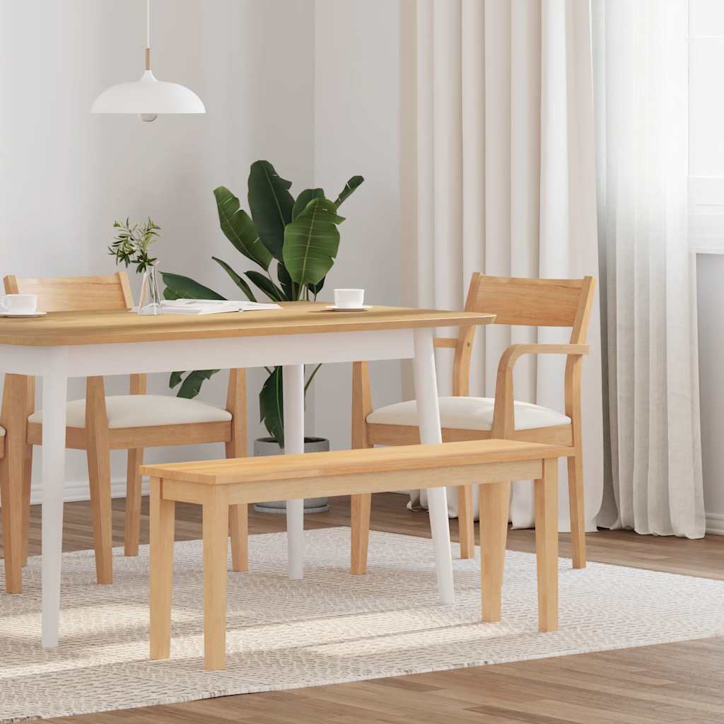 Banco 110 Cm Madera Maciza Caucho Blanco