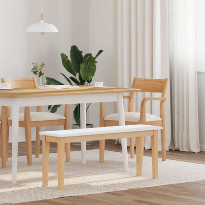 Banco 110 Cm Madera Maciza Caucho Blanco