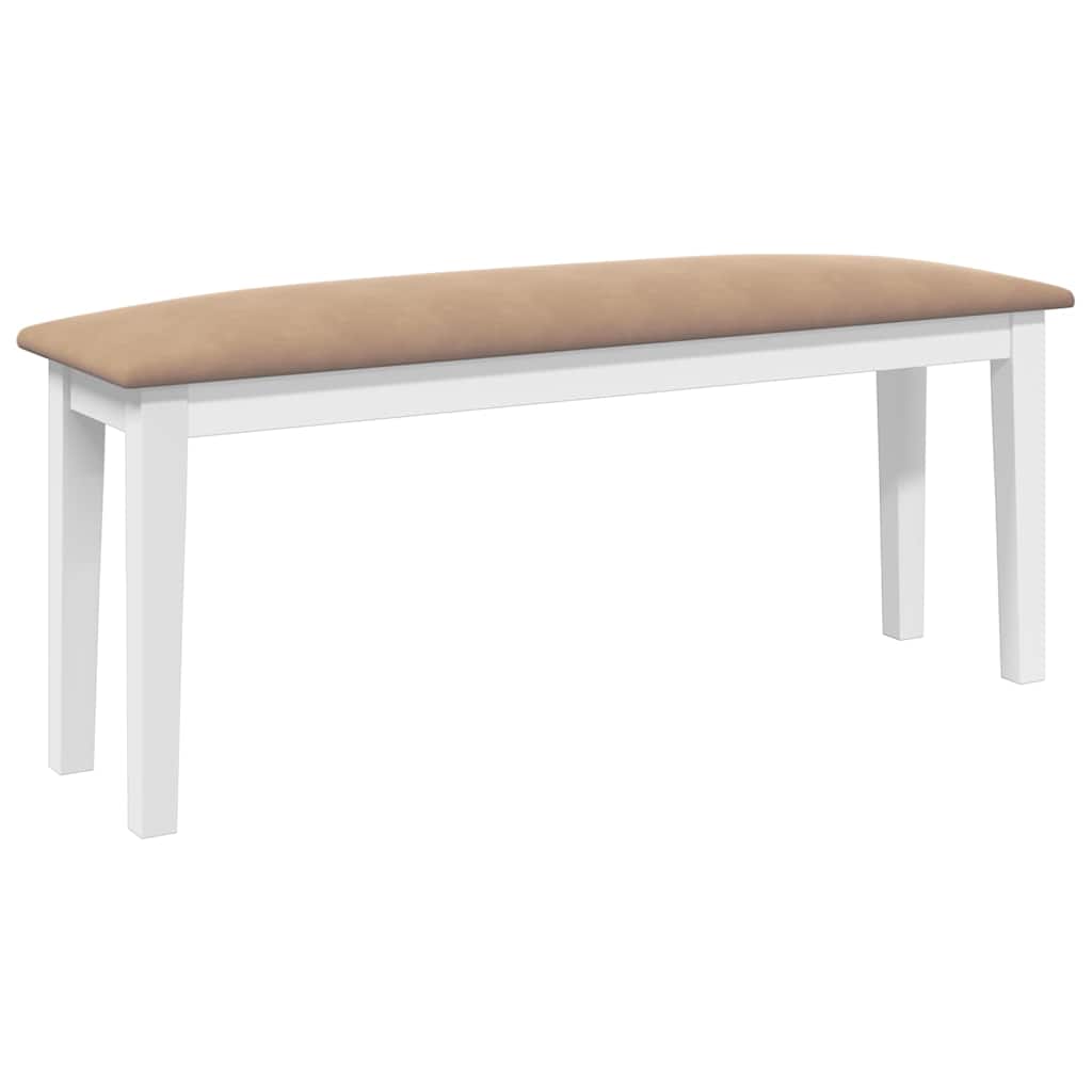 Banco 110 Cm Madera Maciza Caucho Blanco