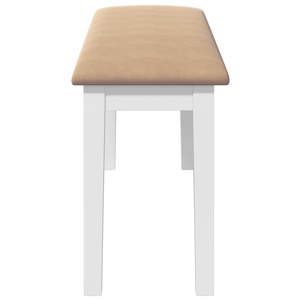 Banco 110 Cm Madera Maciza Caucho Blanco