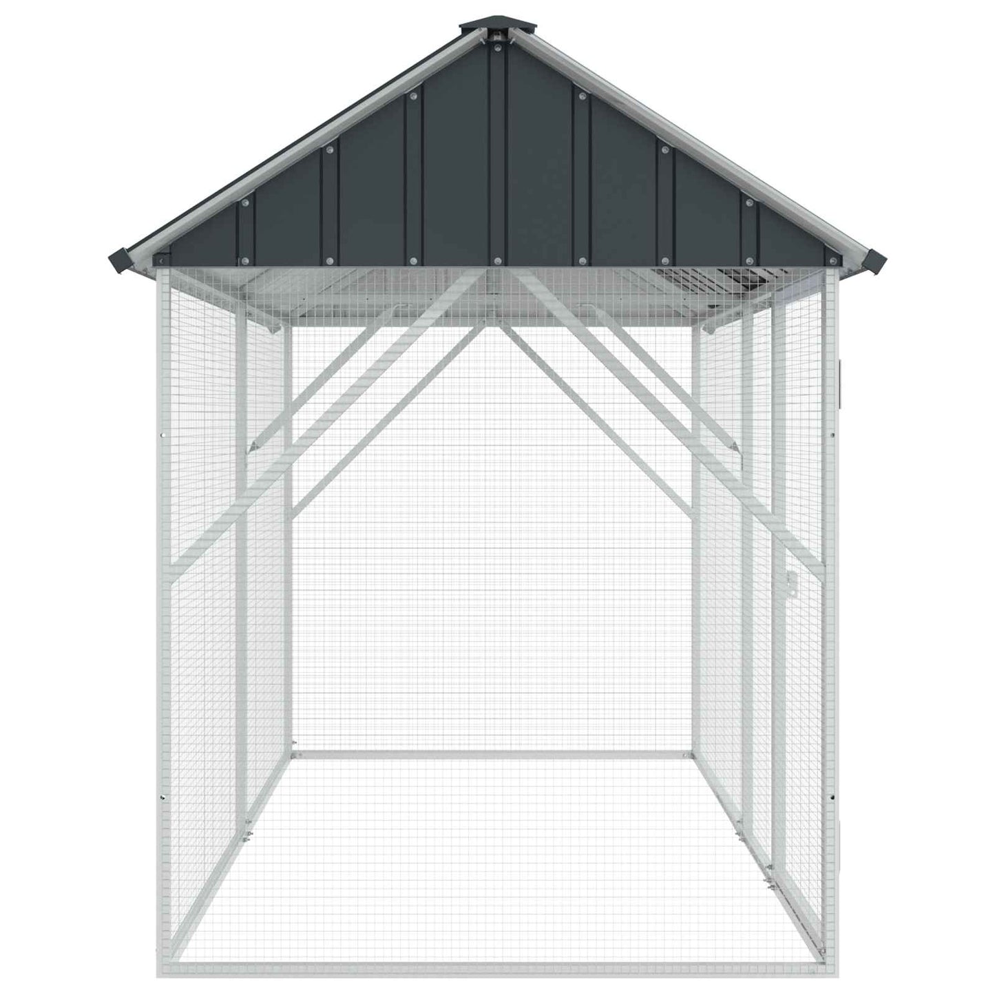 Jaula Para Aves Antracita 227 X 112 X 141 Cm Acero Galvanizado