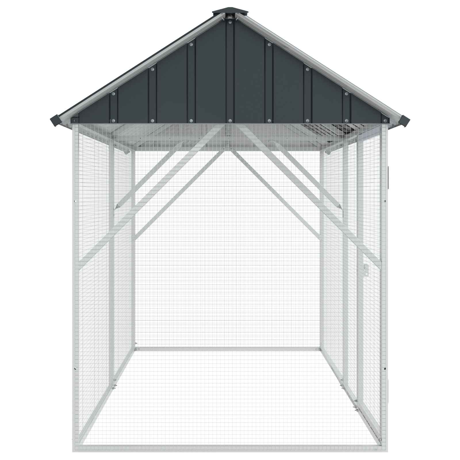 Jaula Para Aves Antracita 227 X 112 X 141 Cm Acero Galvanizado