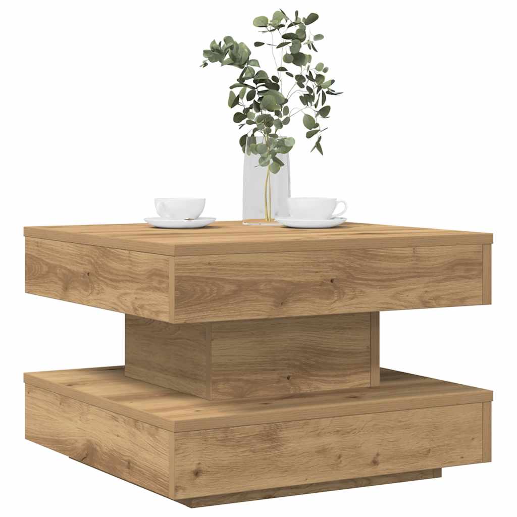 Mesa De Centro Giratoria 360 Grados Envejecida 70X70X34,5 Cm