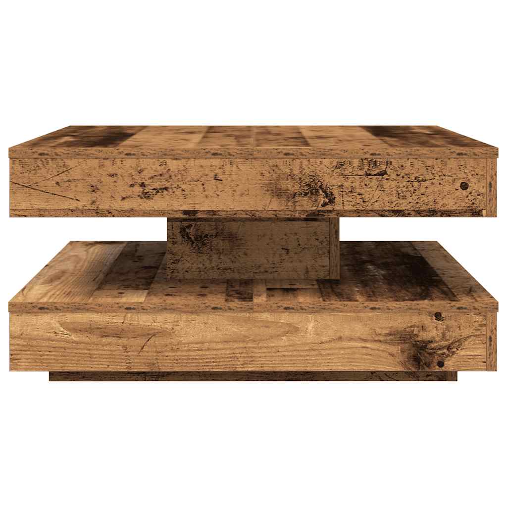 Mesa De Centro Giratoria 360 Grados Envejecida 70X70X34,5 Cm
