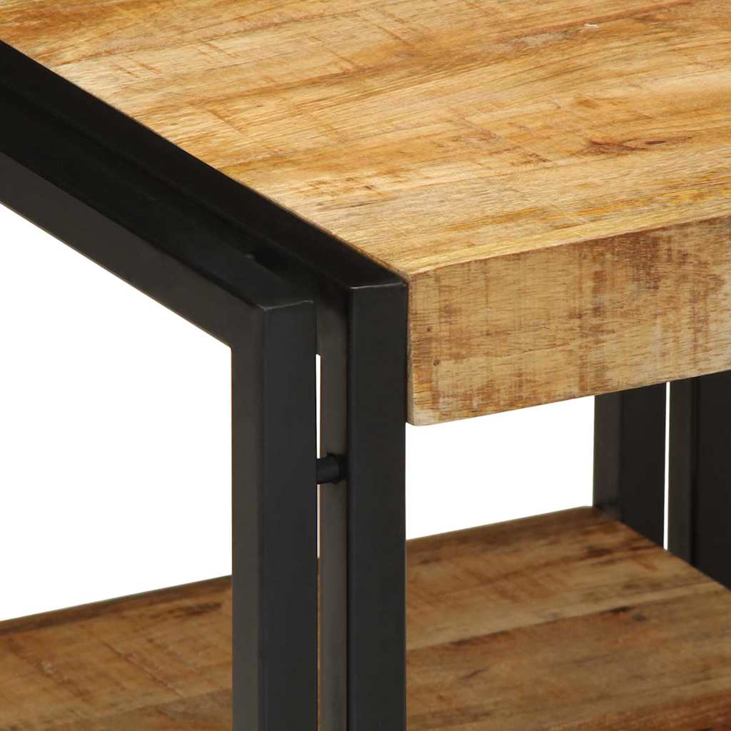 Mesa De Café Marrón Madera De Mango Maciza
