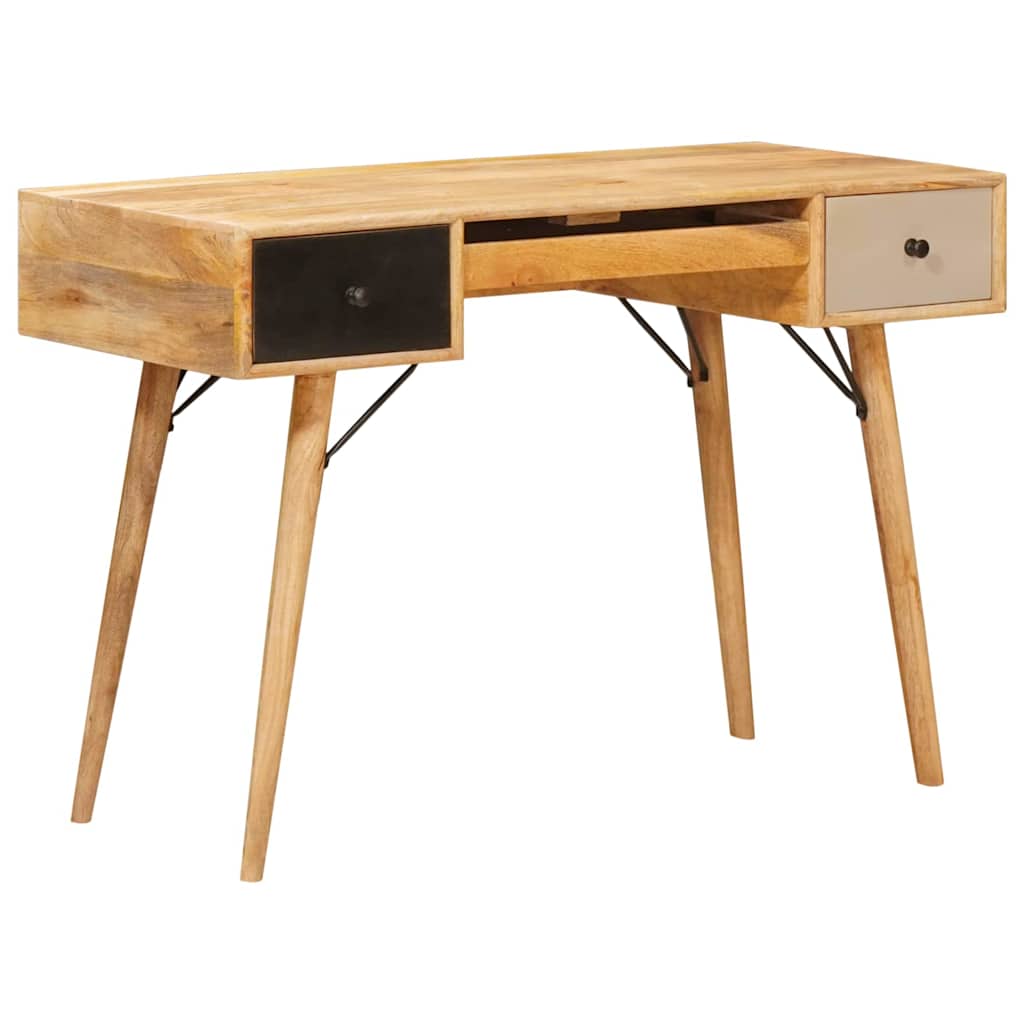 Escritorio Marrón 110 X 55 X 76 Cm Madera De Mango Maciza