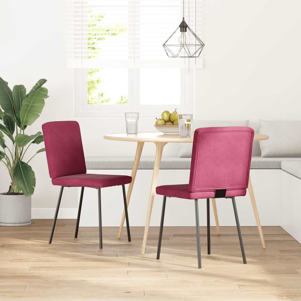 Sillas De Comedor 2 Unidades Terciopelo Rojo Tinto
