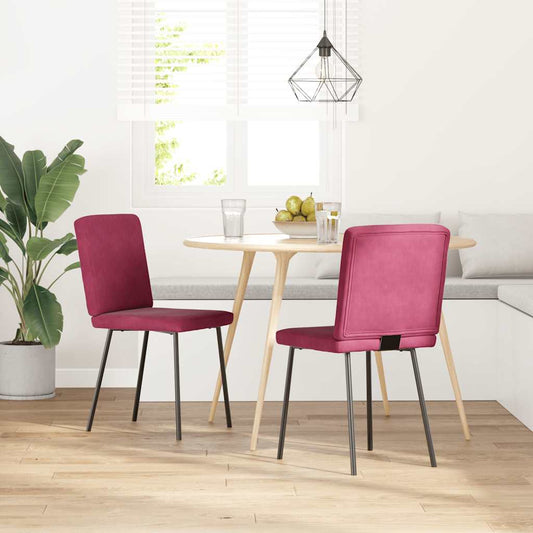 Sillas De Comedor 2 Unidades Terciopelo Rojo Tinto