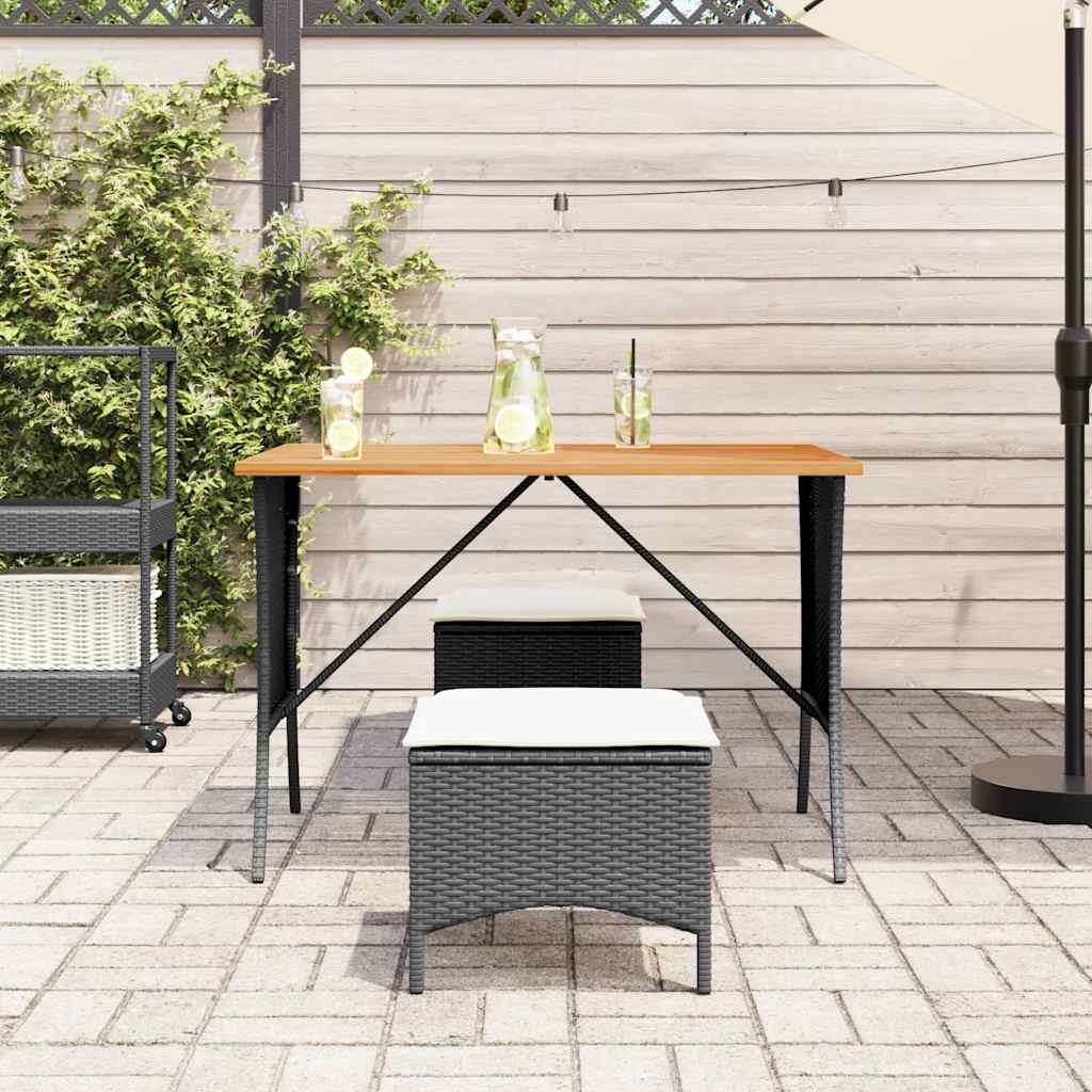 Mesa De Jardín Superficie De Madera Ratán Pe 105X75X72 Cm