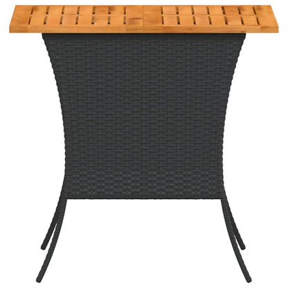 Mesa De Jardín Superficie De Madera Ratán Pe 105X75X72 Cm