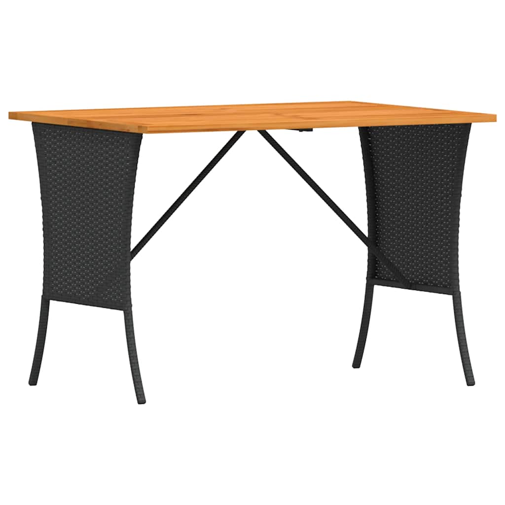 Mesa De Jardín Superficie De Madera Ratán Pe 105X75X72 Cm
