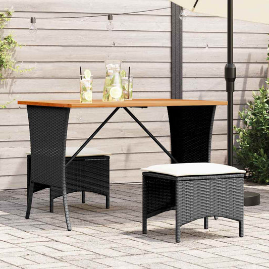 Mesa De Jardín Superficie De Madera Ratán Pe 105X75X72 Cm