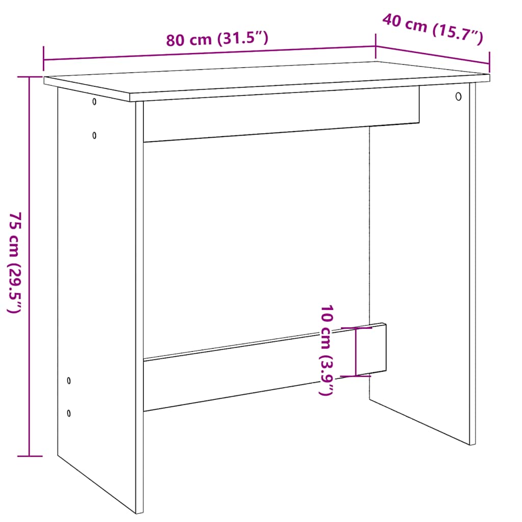 Escritorio De Madera De Ingeniería Roble Artesano 80X40X75 Cm