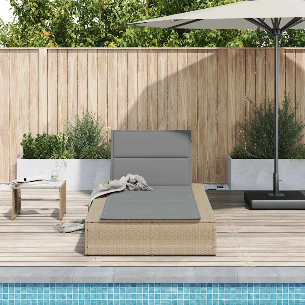 Tumbona Con Cojín Flotante Ratán Sintético Beige
