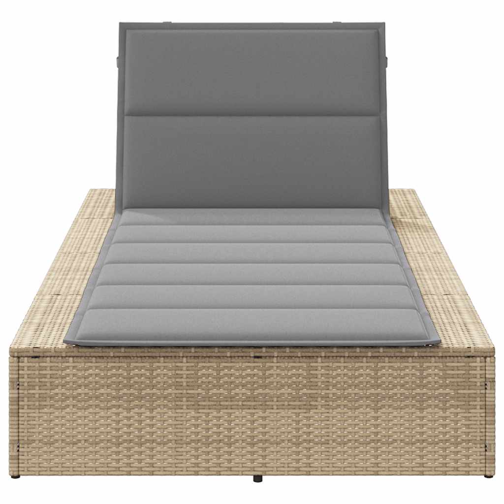 Tumbona Con Cojín Flotante Ratán Sintético Beige