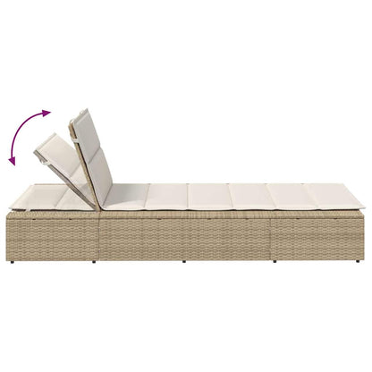 Tumbona Con Cojín Flotante Ratán Sintético Beige