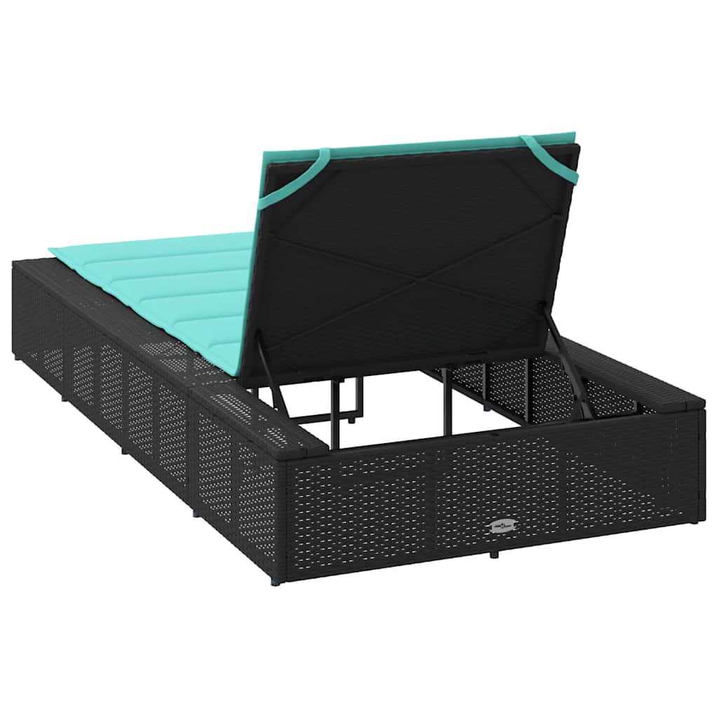 Tumbona Con Cojín Flotante Ratán Sintético Negro