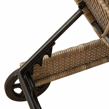 Tumbona Con Ruedas Y Cojín Ratán Sintético Beige